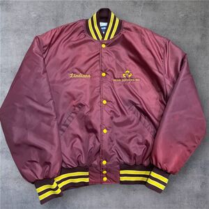 Holloway Vintage 70s 80s Resin Services Work Bomber Jacket Maroon Yellow Mens XL